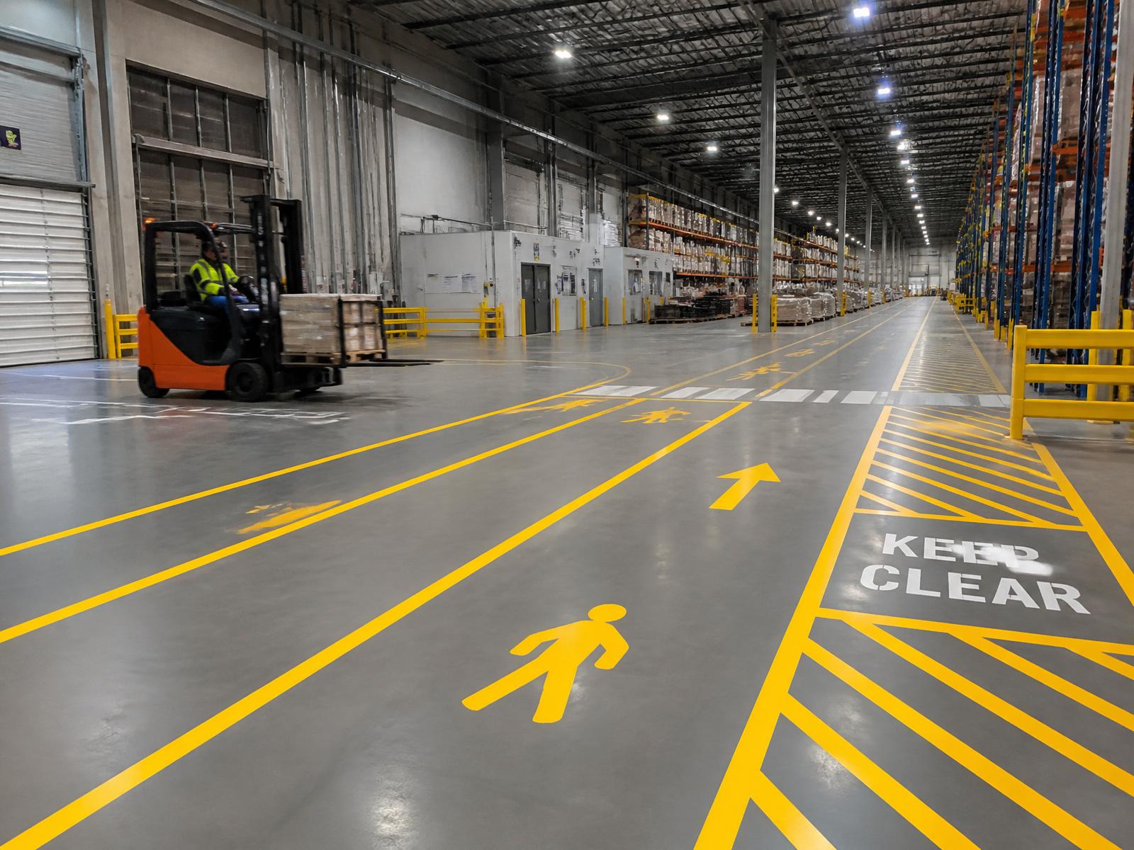 Warehouse floor line marking